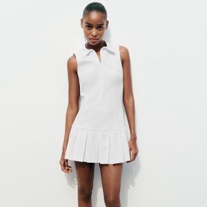 ZARA PLEATED SHIRT STYLE JUMPSUIT DRESS L